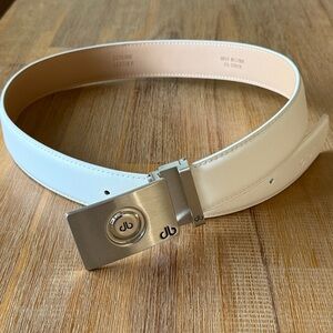 Rare White Genuine Leather Belt with Silver Buckle by Druh NWOT